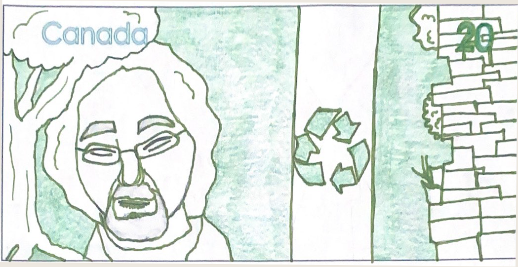 Twenty dollar bill design featuring David Suzuki